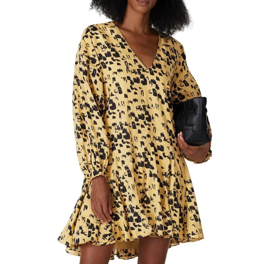 ANINE BING Painterly Leopard Peyton Dress Size XS